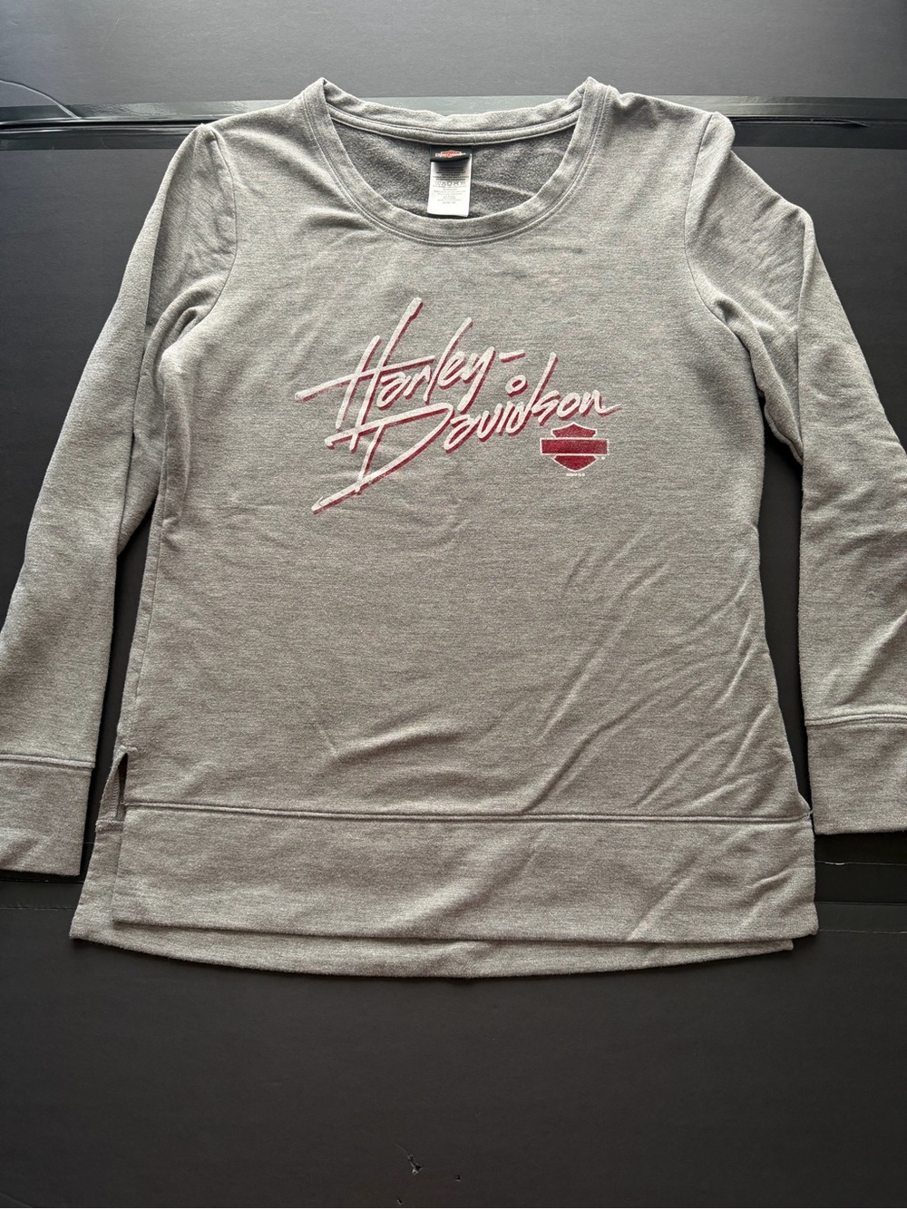 Harley-Davidson Gray Long Sleeve Tee with Pink Logo